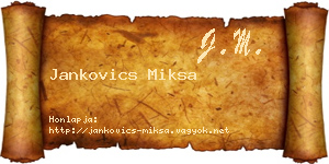 Jankovics Miksa névjegykártya